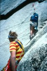 Tracy prepares for the A0 pendulum; Eric waits his turn